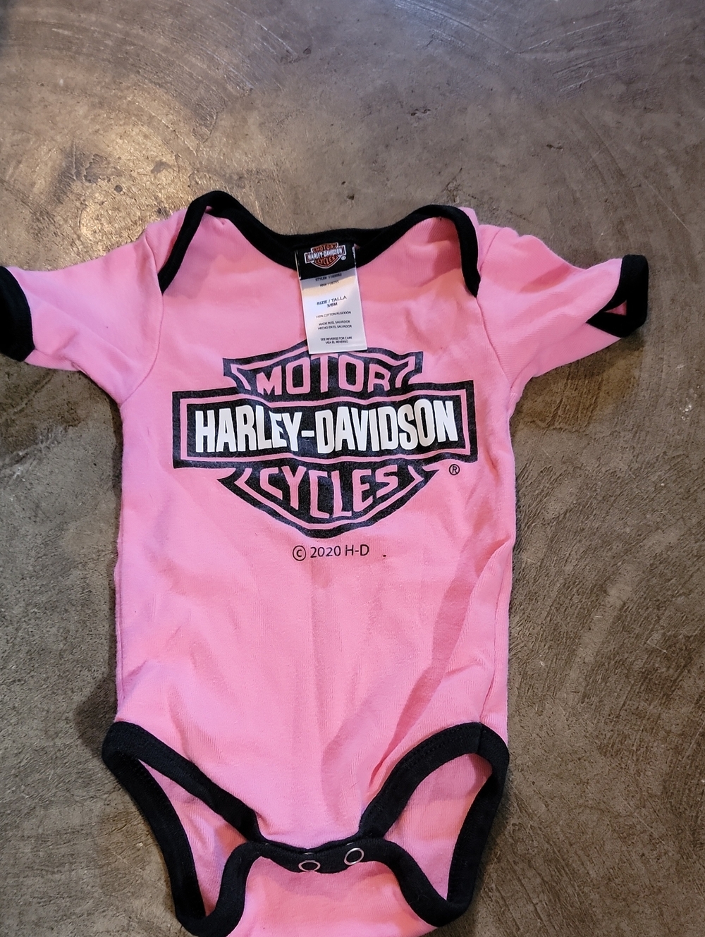 Harley-Davidson Pink and Black Logo Baby Onesie